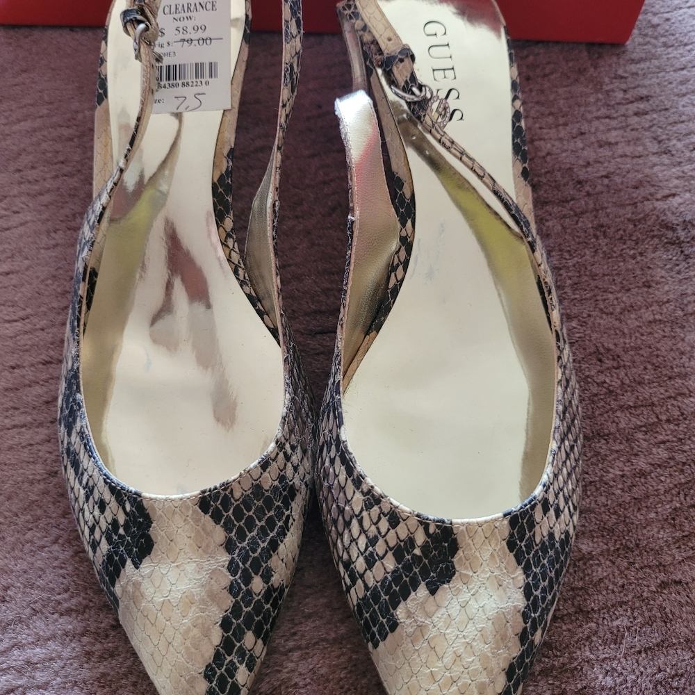 Guess faux snakeskin slingbacks